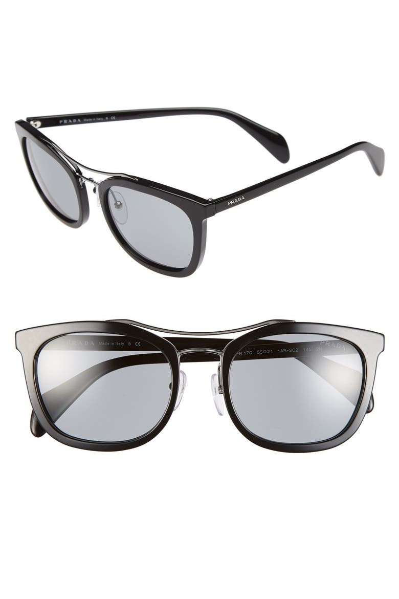 55mm Sunglasses, Main, color, BLACK/ DARK GREY