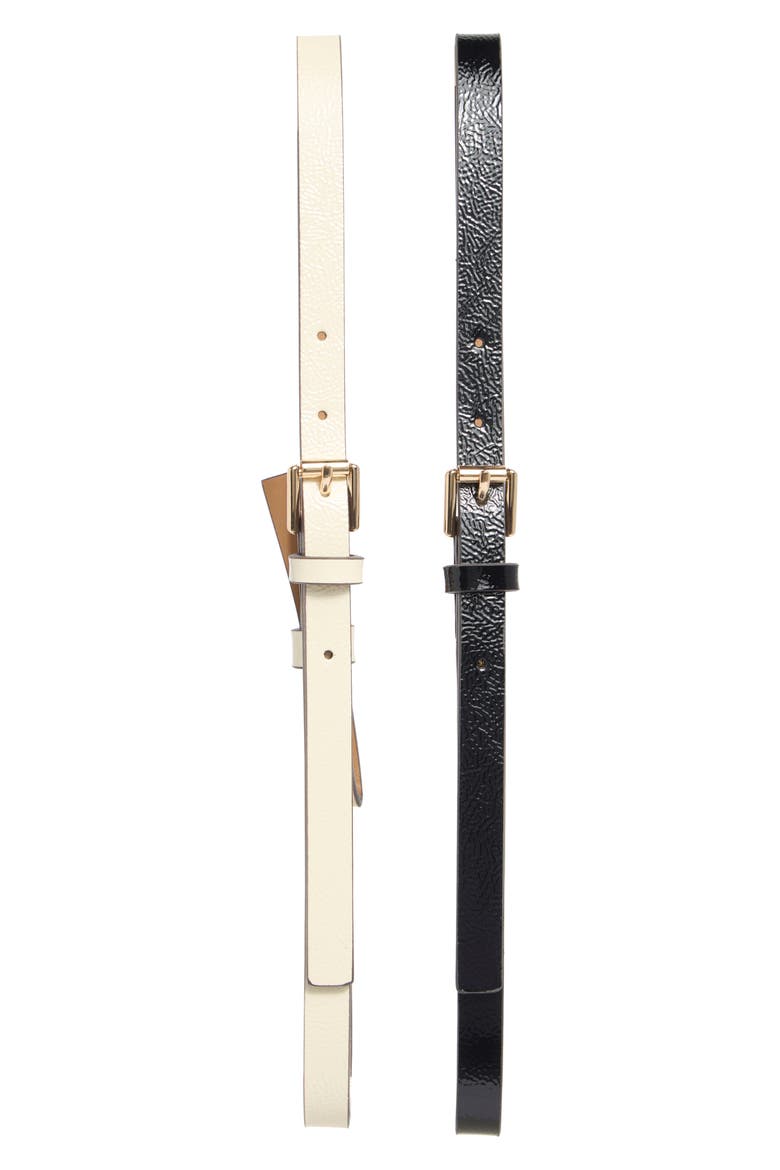 Pack of 2 Assorted Belts, Main, color, BLACK/ CREAM/ POLISHED GOLD