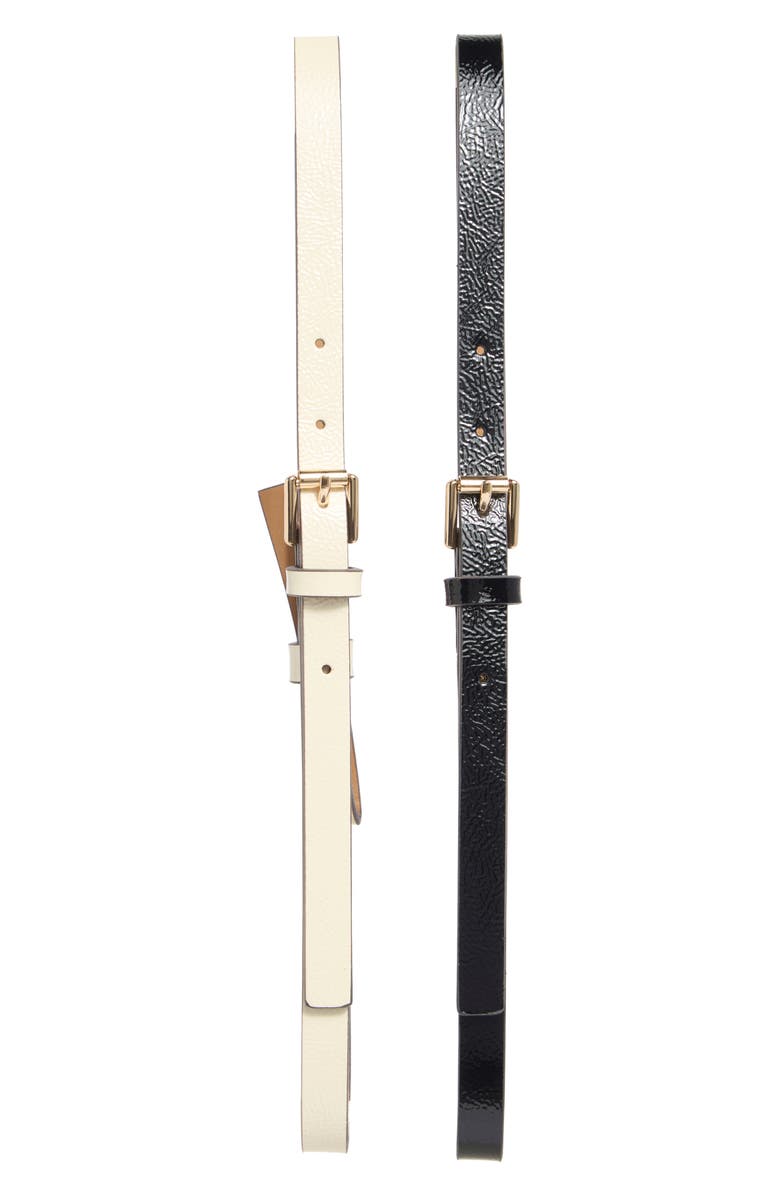 Kate Spade New York Pack of 2 Assorted Belts, Main, color, Black/ Cream/ Polished Gold