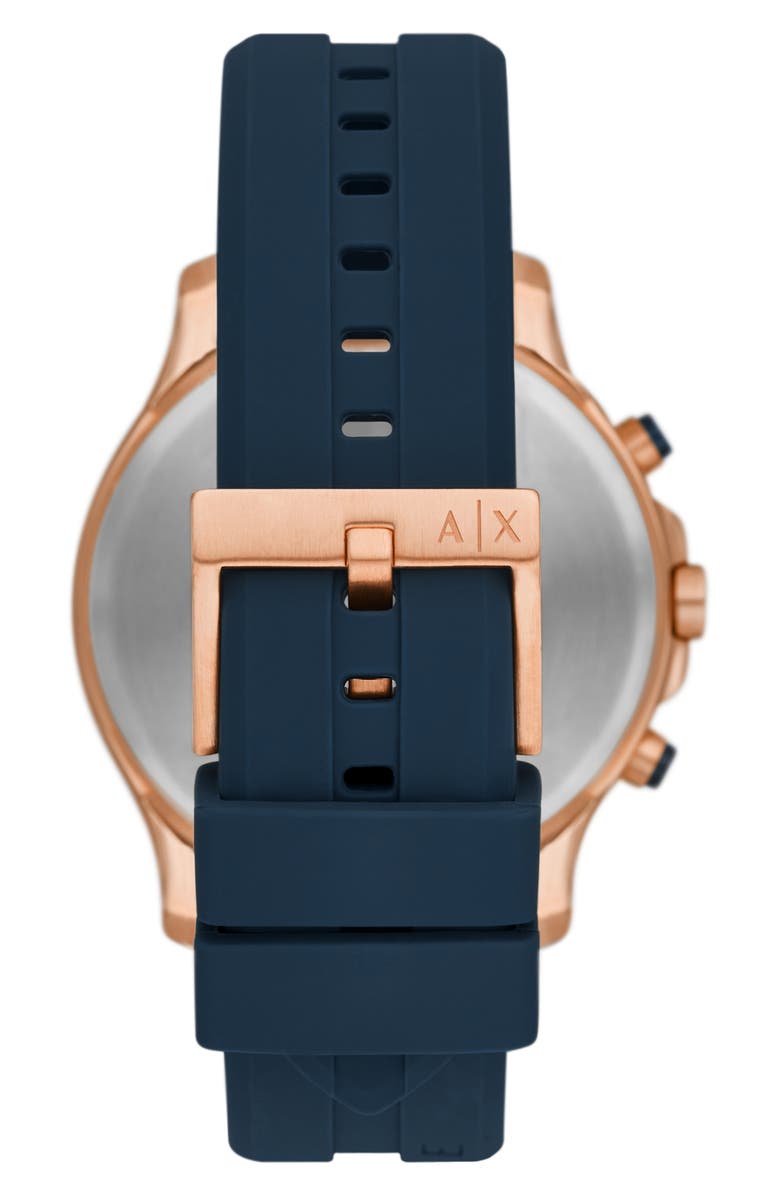 AX Armani Exchange Chronograph Leather Strap Watch, 44mm, Alternate, color, Rose Gold