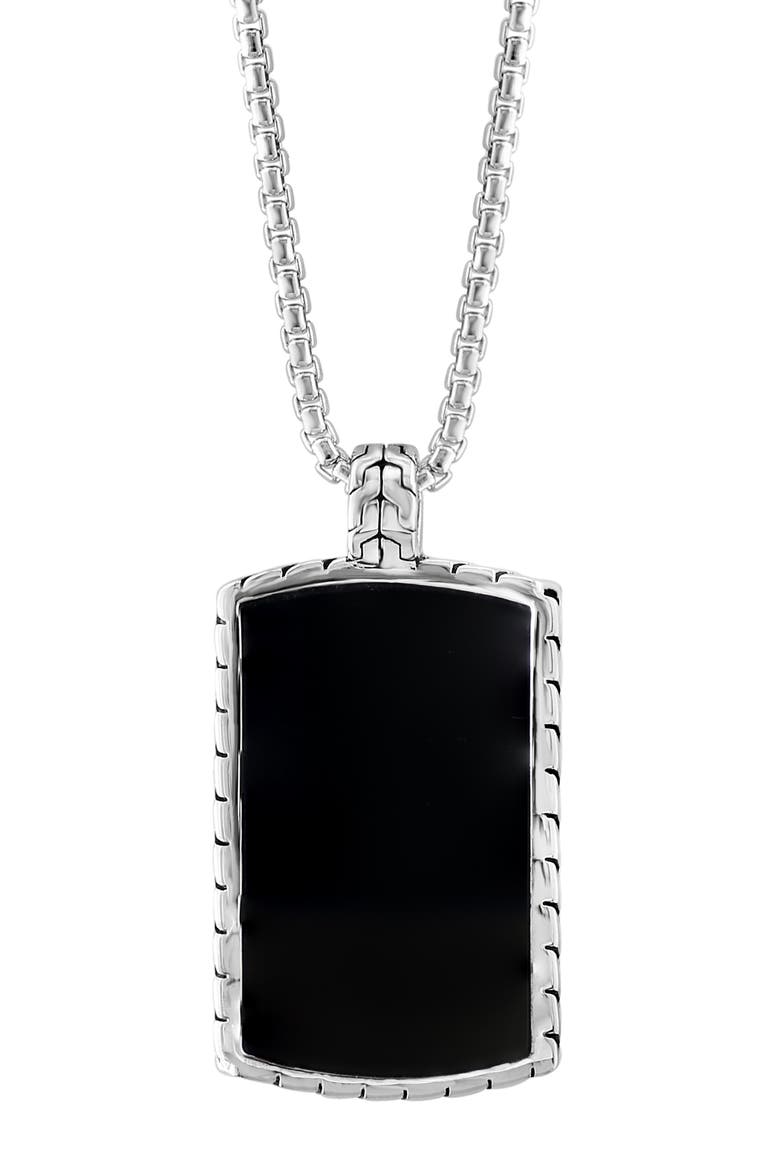 Men's Sterling Silver Onyx Pendant Necklace, Alternate, color, BLACK