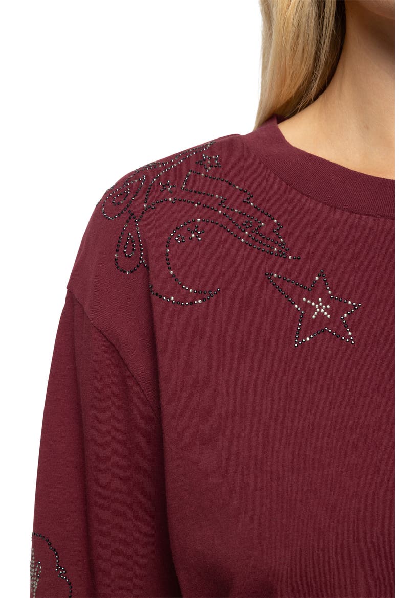 Iona Strass Rhinestone Crop Cotton T-Shirt, Alternate, color, CHERRY