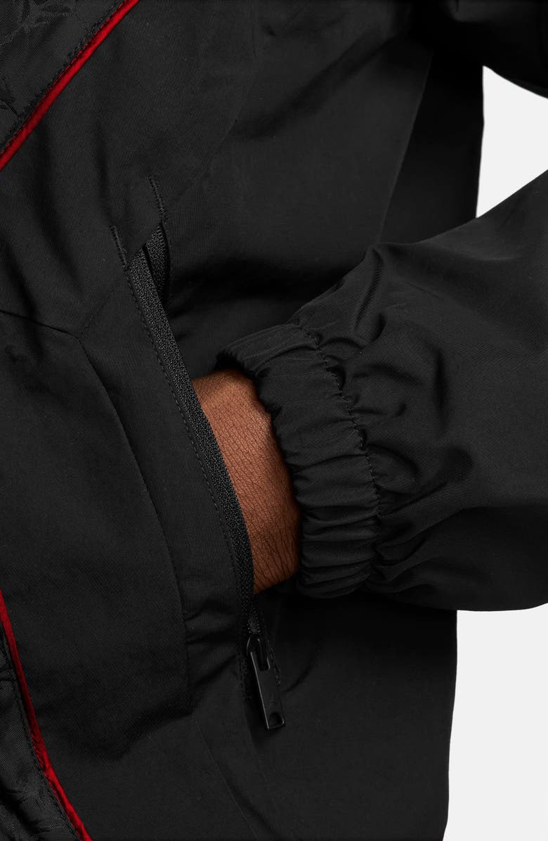 Jordan Brooklyn Printed Hooded Nylon Track Jacket, Alternate, color, Black/ Gym Red