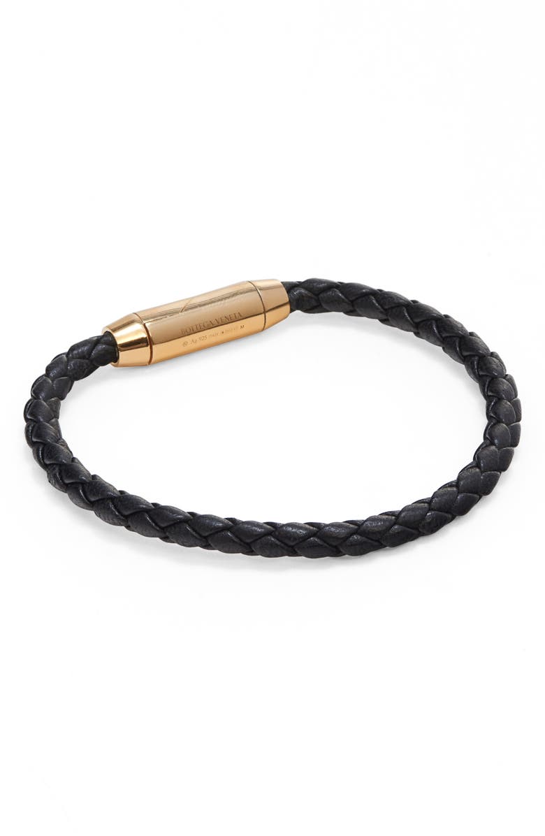 Bottega Veneta Men's Braided Leather Bracelet, Alternate, color, 