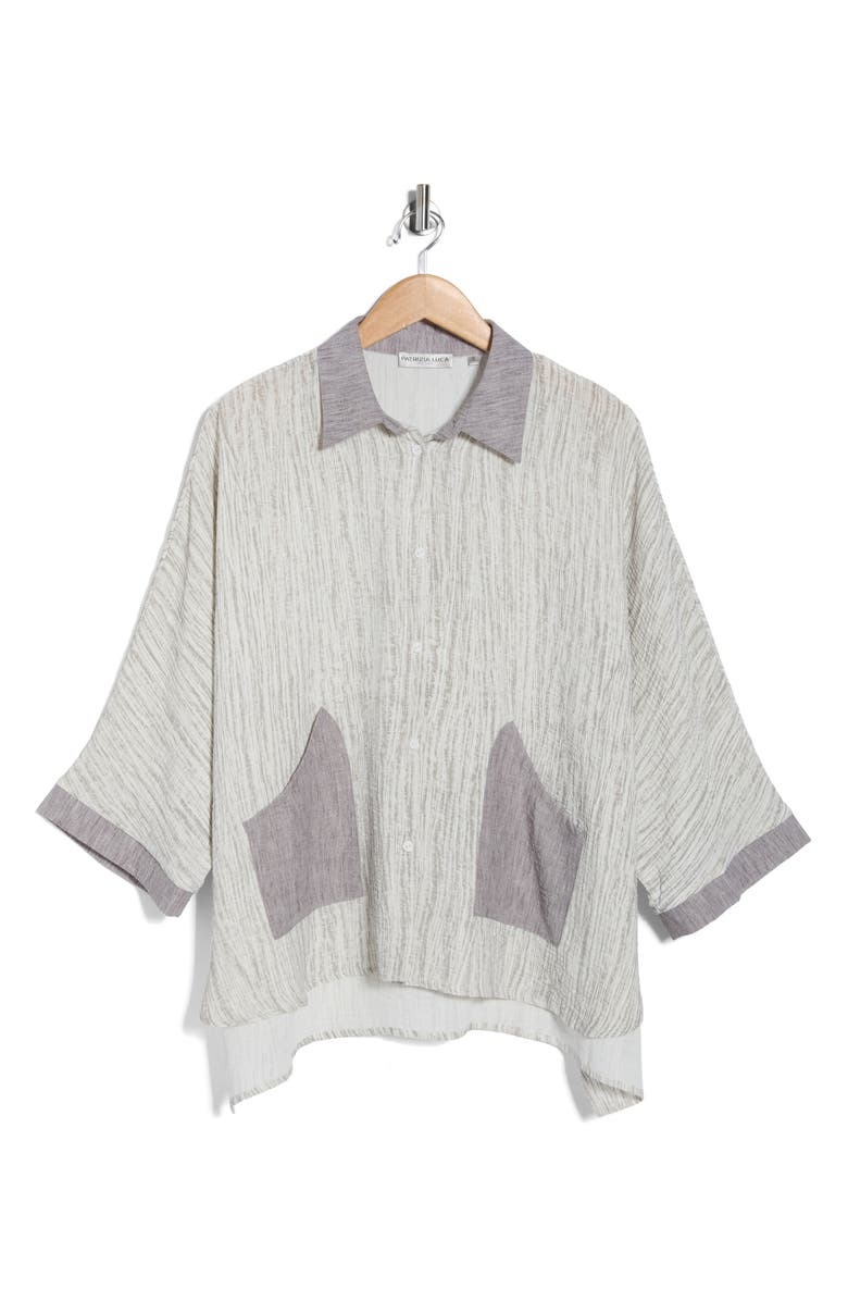 PATRIZIA LUCA Boxy Patch Pocket Button-Up Shirt, Alternate, color, Grey