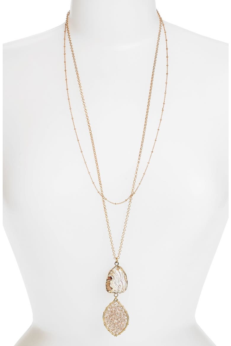 Stone & Beaded Crystal Pendant Layered Necklace, Main, color, STONE AND CRYSTAL