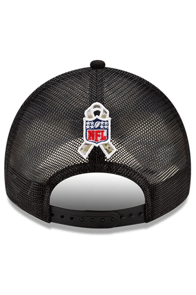Youth New Era Black/Camo New Orleans Saints 2021 Salute To Service Trucker 9TWENTY Snapback Adjustable Hat, Alternate, color, Black