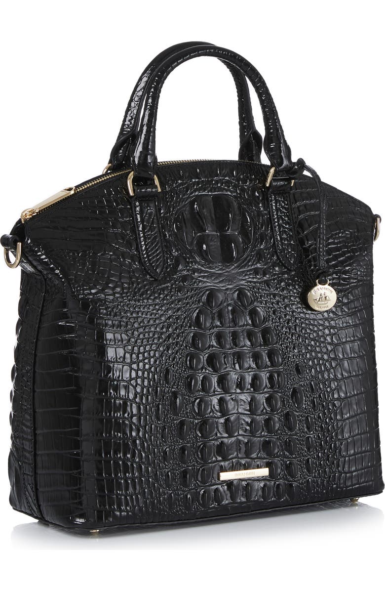 Brahmin Large Duxbury Croc Embossed Leather Satchel, Alternate, color, Black
