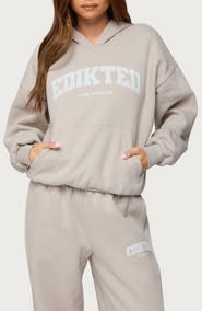 EDIKTED LA Logo Oversize Fleece Graphic Hoodie