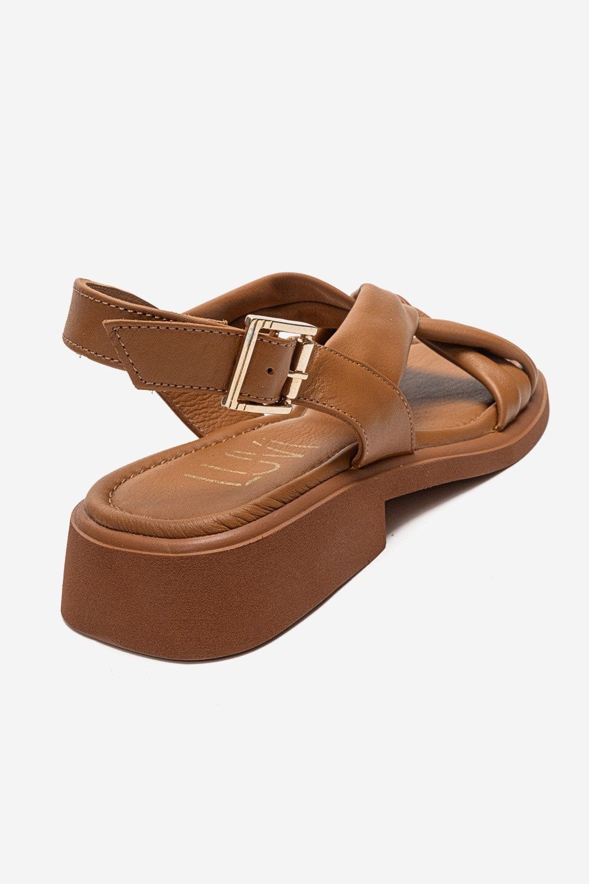 Frand Leather Crisscross Strap Sandal, Alternate, color, Cognac