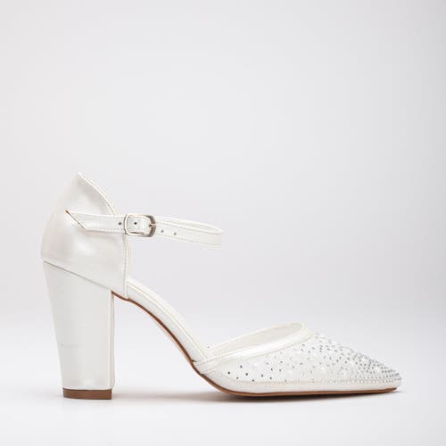 Forever & Always Shoes Aveline Lace Bridal Block Heels In Ivory