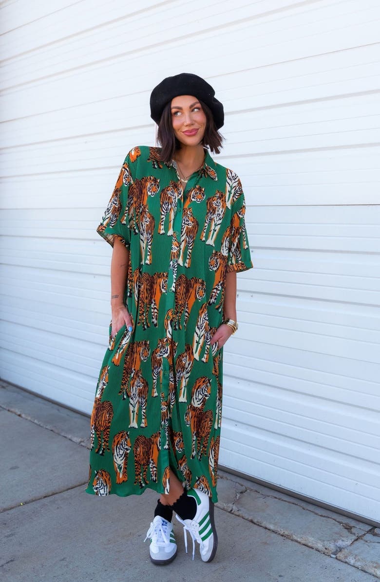 Dressed in Lala So Far So Good Oversize Plissé Shirt Dress, Alternate, color,