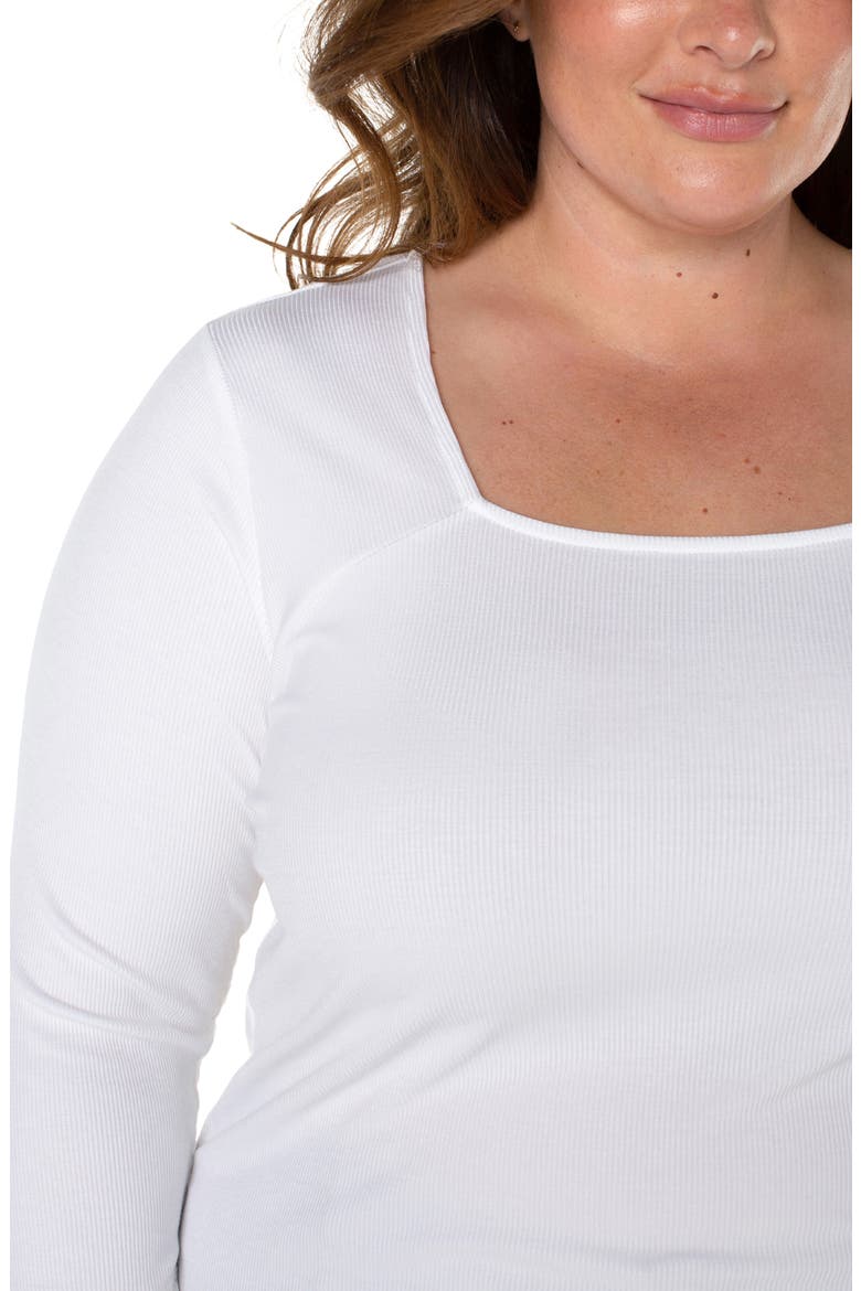 Rib Square Neck Three-Quarter Sleeve Top, Alternate, color, CREAM