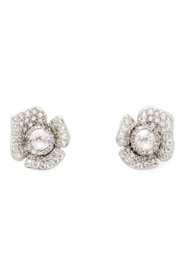 mini stud earrings, Main, color, CLEAR/ SILVER