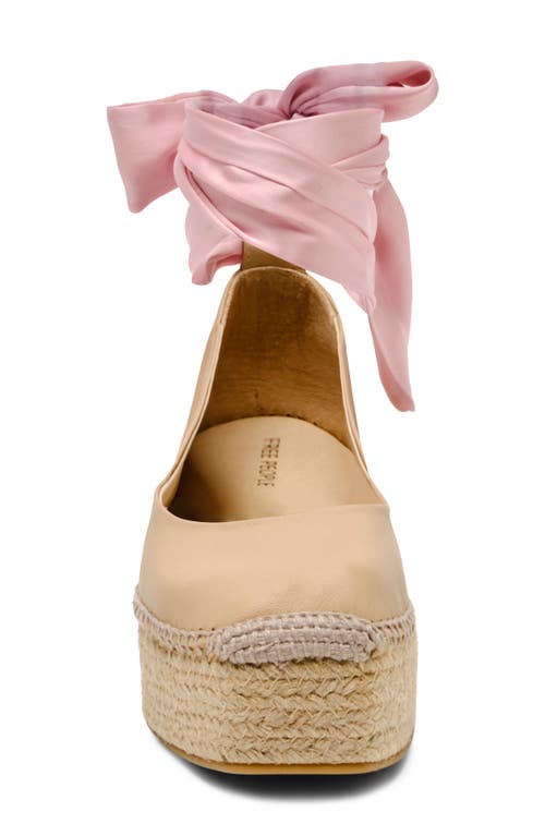 Free People Starboard Ankle Wrap Platform Espadrille In Light Tan