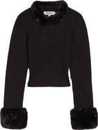 Apparis Rosa Pluche™ Faux Fur Trim Cardigan