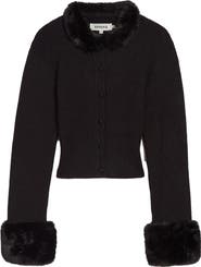 Apparis Rosa Pluche™ Faux Fur Trim Cardigan