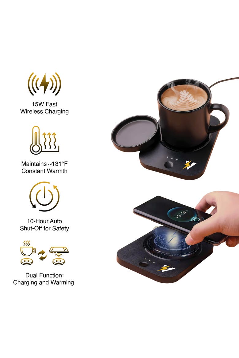 Sip & Charge 2-in-1 Wireless Charger & Mug Warmer, Alternate, color, Black
