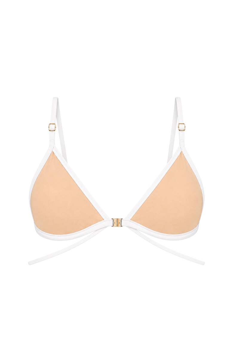 Rosella Bikini Top, Main, color, White and Beige