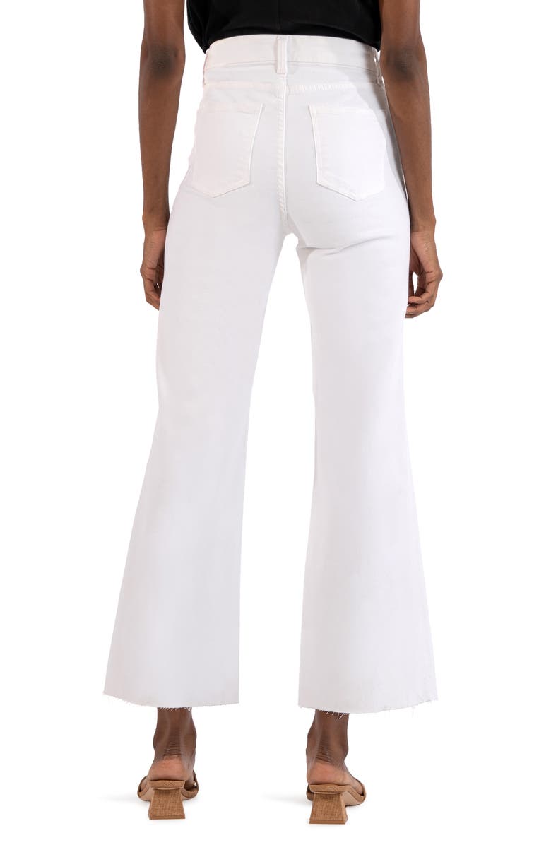 KUT from the Kloth Meg Fab Ab High Waist Raw Hem Ankle Wide Leg Jeans, Alternate, color, Optic White