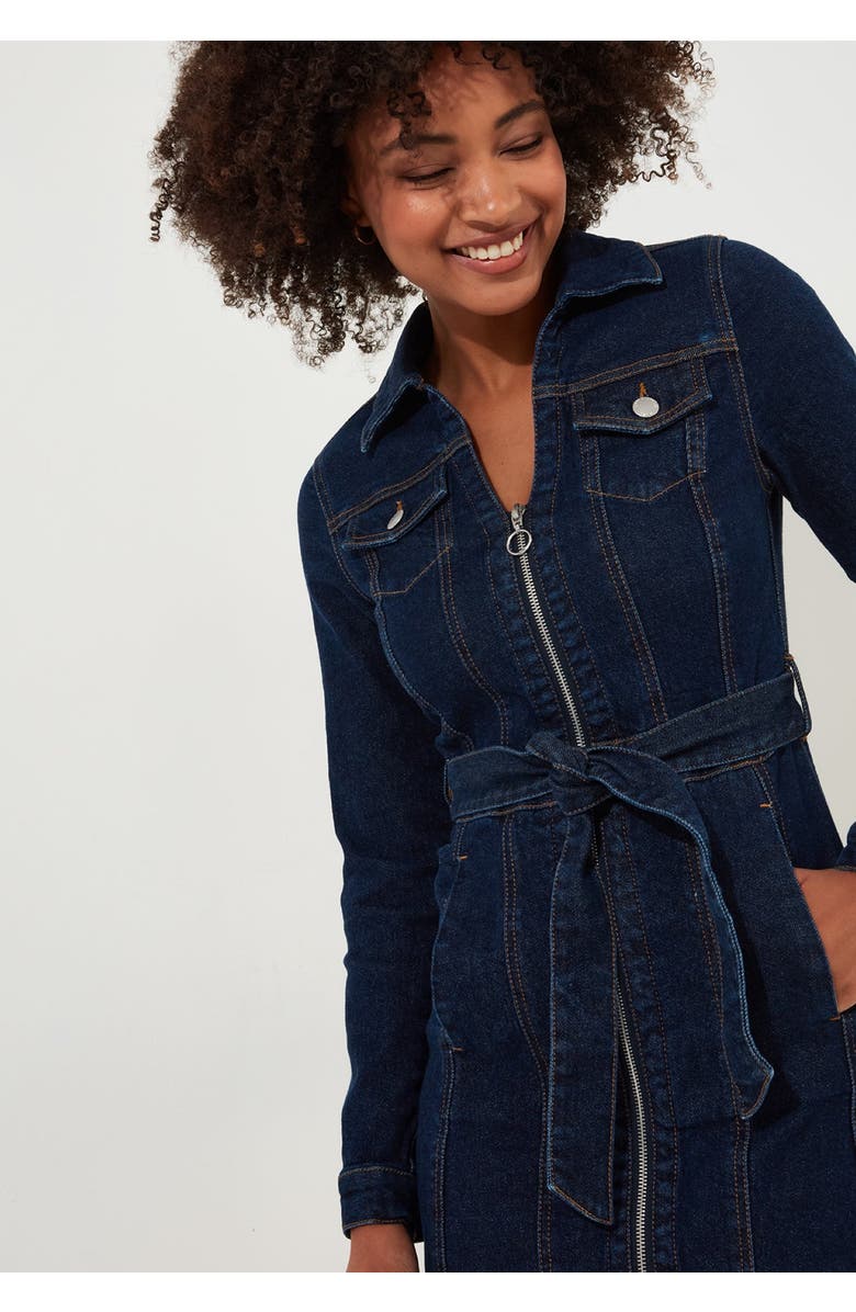 Joe Browns Belted Stretch Denim Dress, Alternate, color, Dark Blue