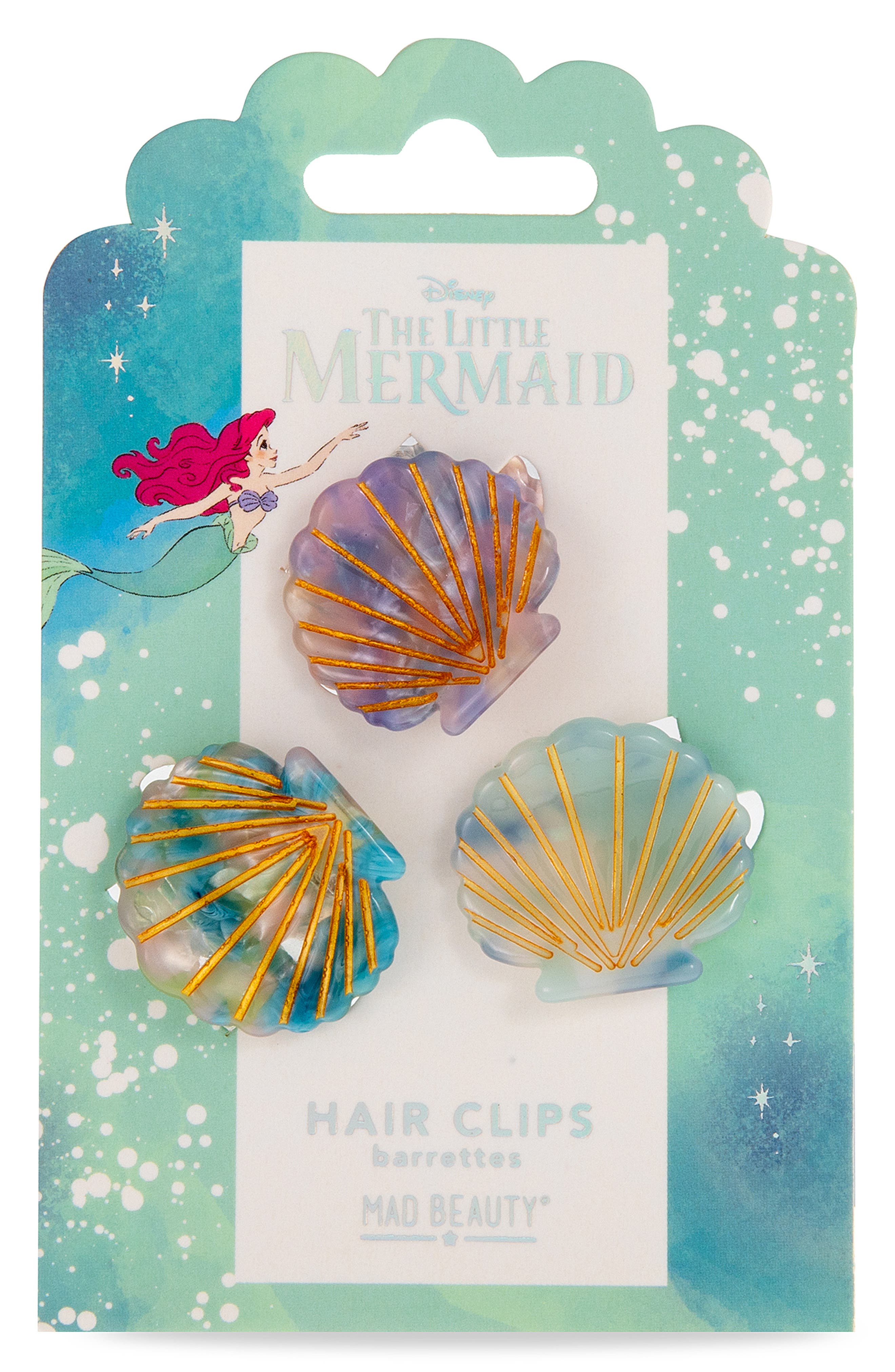 MAD BEAUTY Disney The Little Mermaid 3-Pack Hair Clips | Nordstromrack