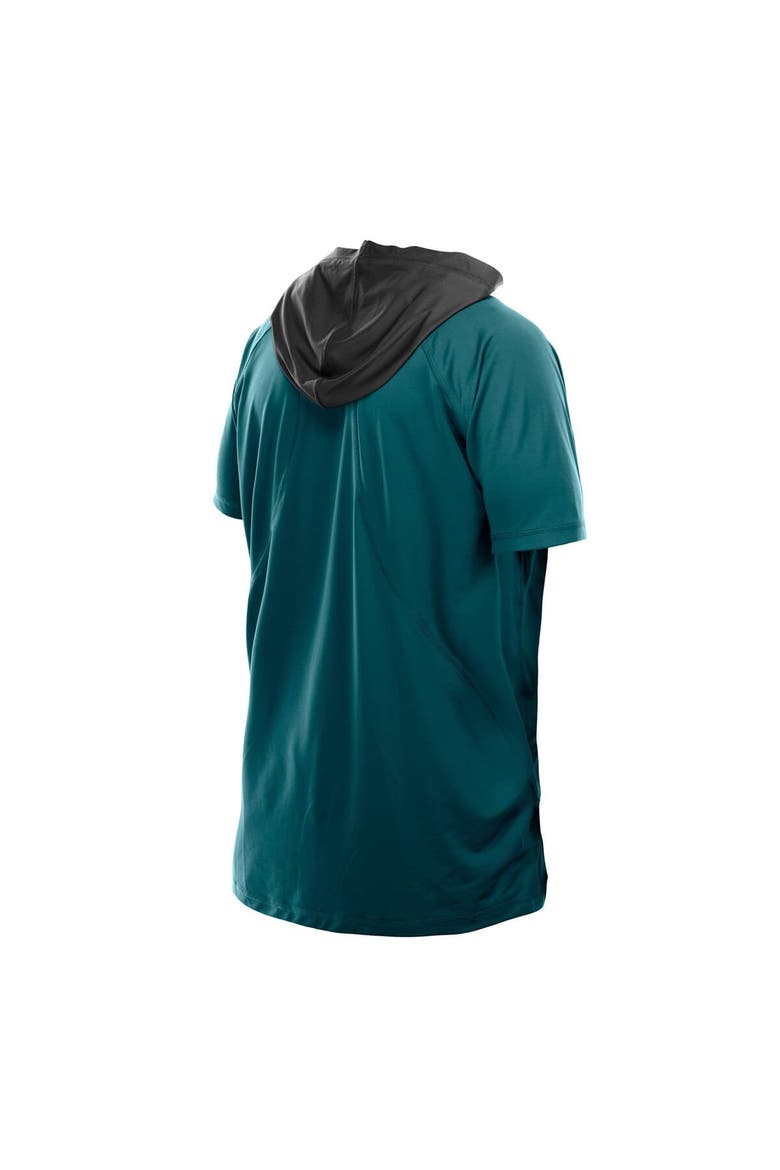 Men's New Era  Midnight Green Philadelphia Eagles Combine Authentic Hooded Raglan Short-Sleeve T-Shirt, Alternate, color, Green