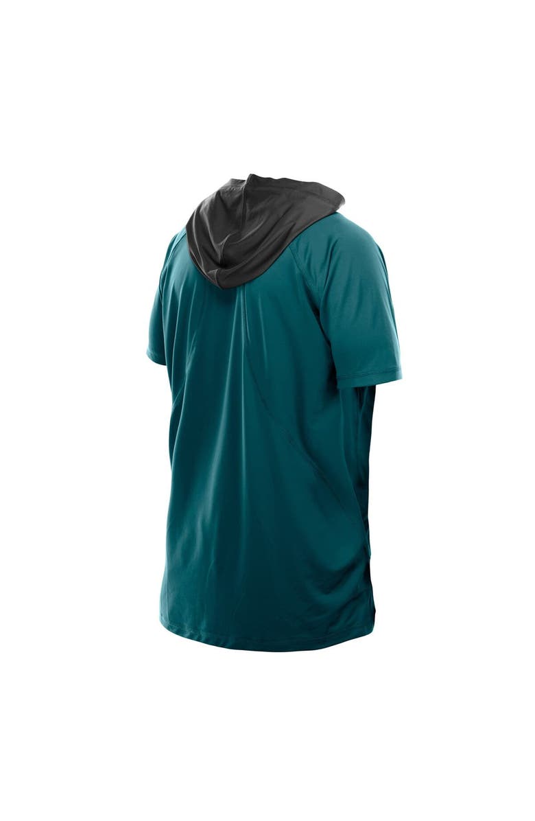 New Era Men's New Era Midnight Green Philadelphia Eagles Combine Authentic Hooded Raglan Short-Sleeve T-Shirt, Alternate, color, Green