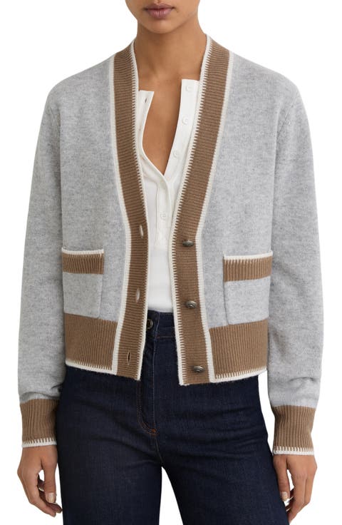 Louisa Tipped Wool & Cashmere Cardigan