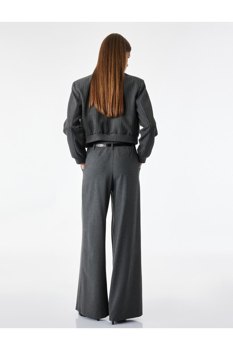 Pinstriped Long Sleeve Bomber Jacket, Alternate, color, Gray Striped