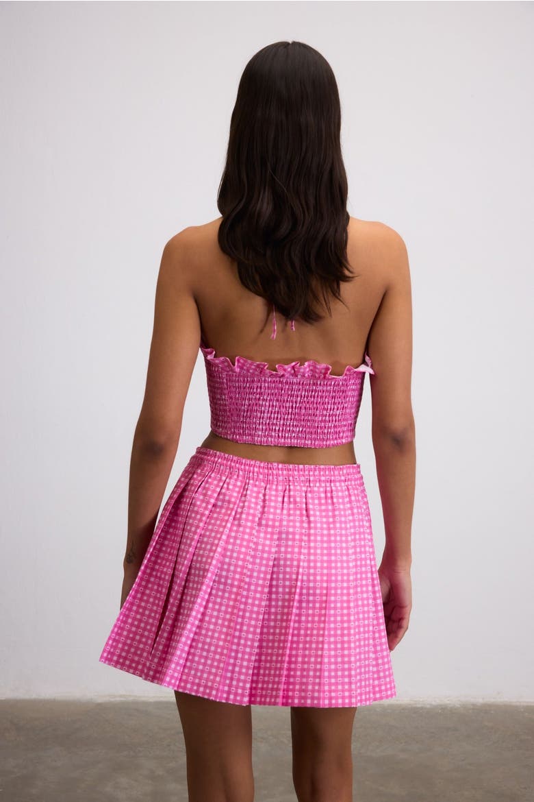 Sweetheart Gingham Pleated Mini Skirt, Alternate, color, Pink
