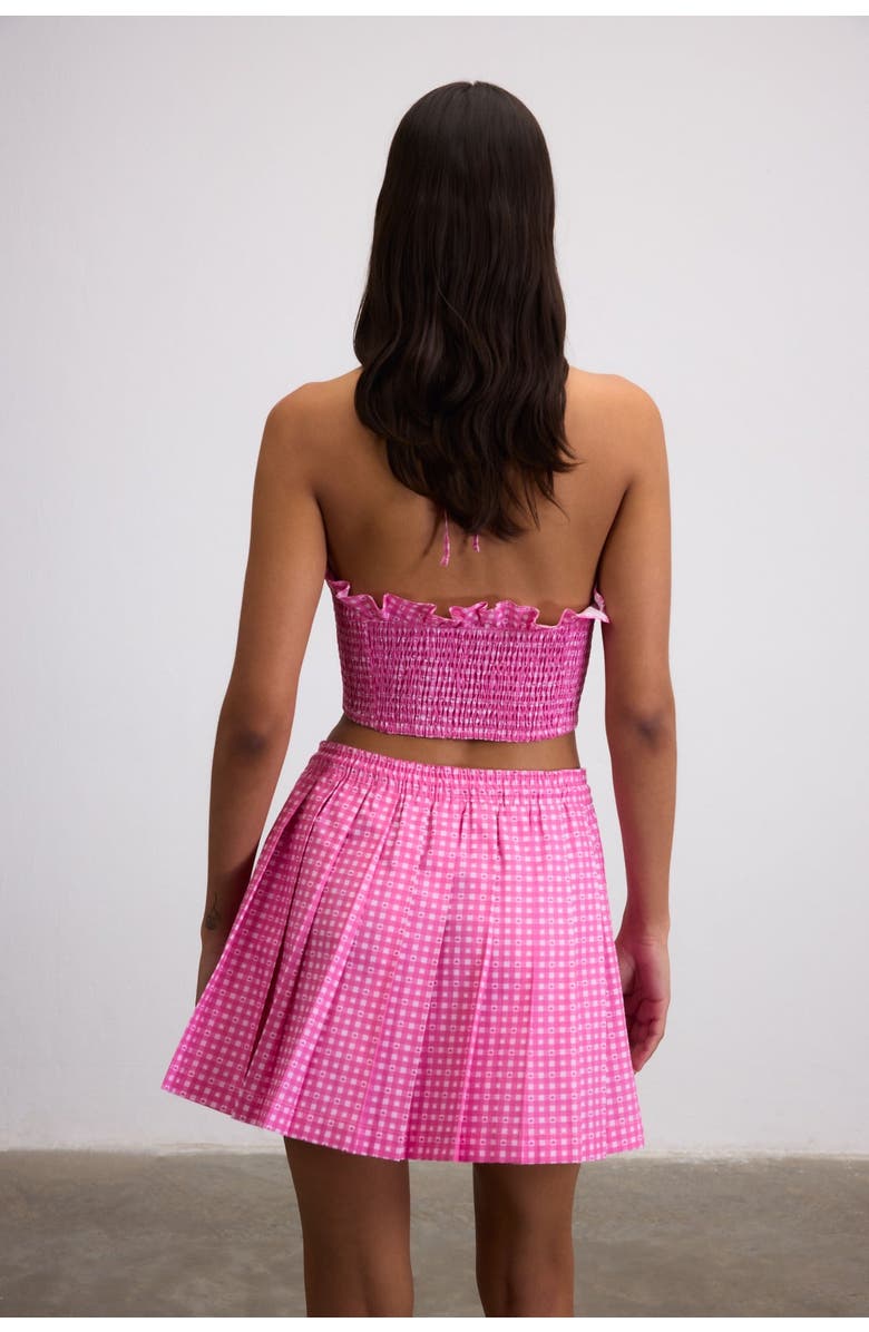Je Te Veux Sweetheart Gingham Pleated Mini Skirt, Alternate, color, Pink