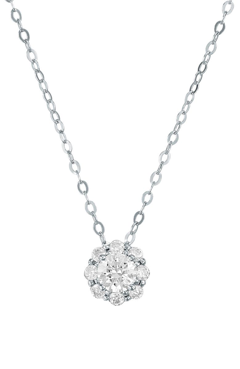 Frankie & Zoe Lab Grown Diamond Solitaire Necklace, Main, color, White Gold