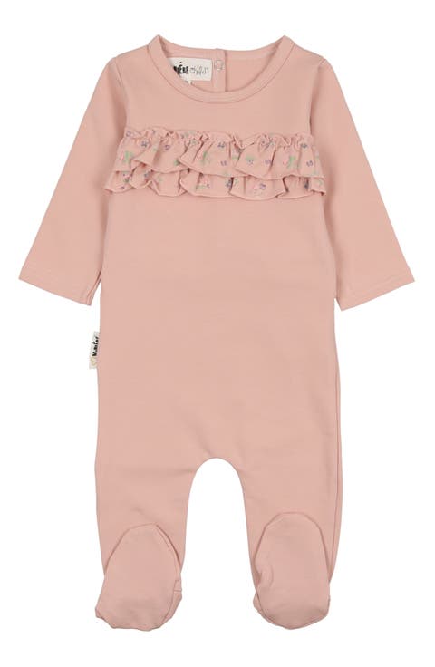 Floral Ruffle Cotton Footie (Baby)