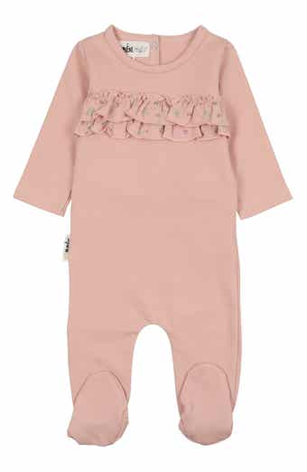 Manière Floral Ruffle Cotton Footie