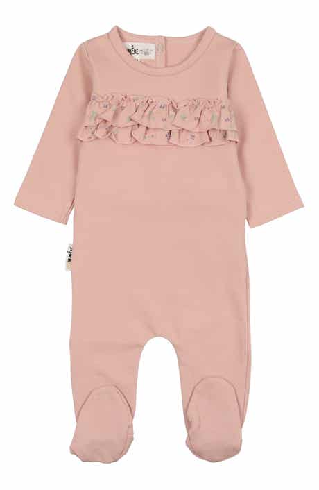 Manière Floral Ruffle Cotton Footie