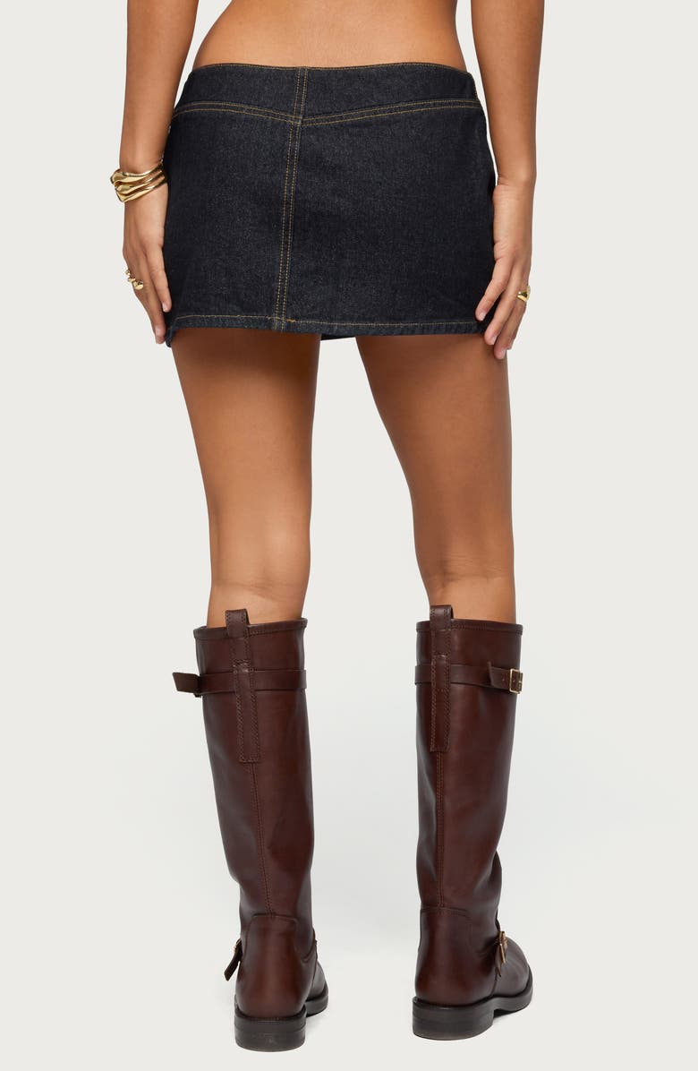 EDIKTED Leire No Waistband Denim Miniskort, Alternate, color, Dark-Blue