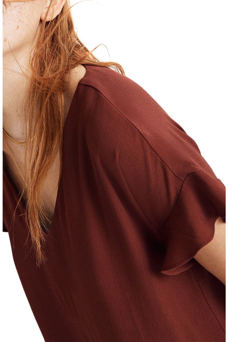 Ruffle-Sleeve Easy Dress, Alternate, color, RUSTED BURGUNDY