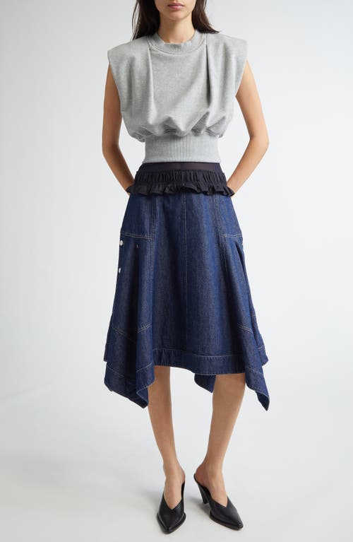 3.1 Phillip Lim Sleeveless Mixed Media Dress In Medium Heather Grey-indigo