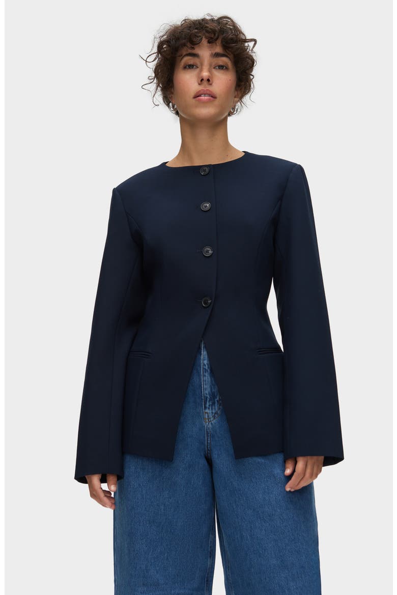Daphne Collarless Jacket, Alternate, color, NAVY