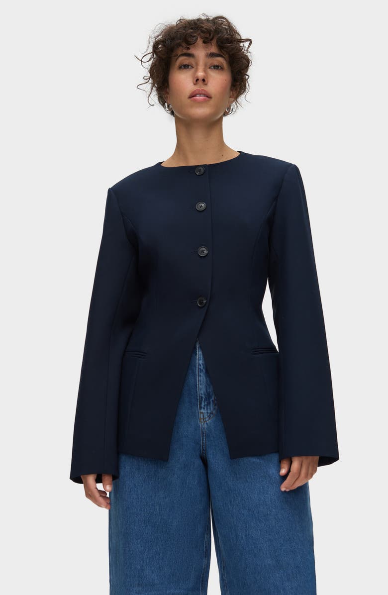 ALIGNE Daphne Collarless Jacket, Alternate, color, Navy
