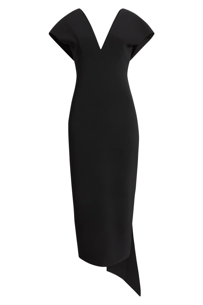 Crepe Cocktail Dress, Alternate, color, BLACK