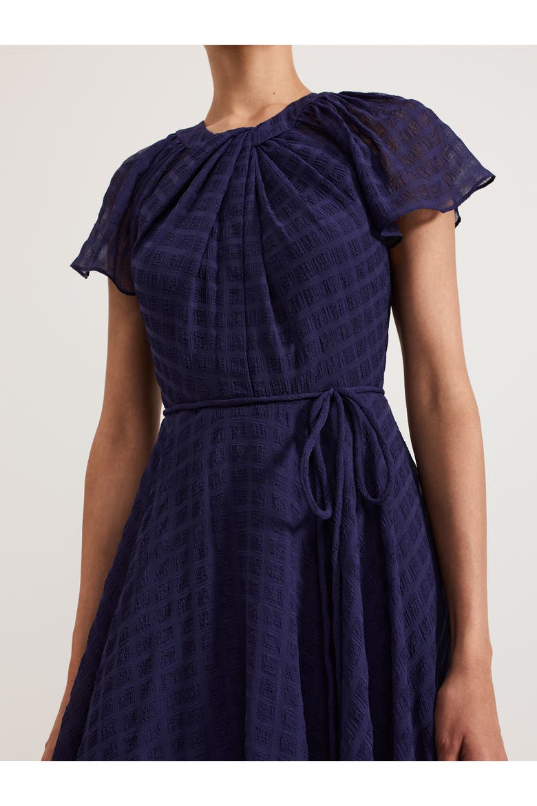 Gwen Pleated Textured Dress, Alternate, color, Navy