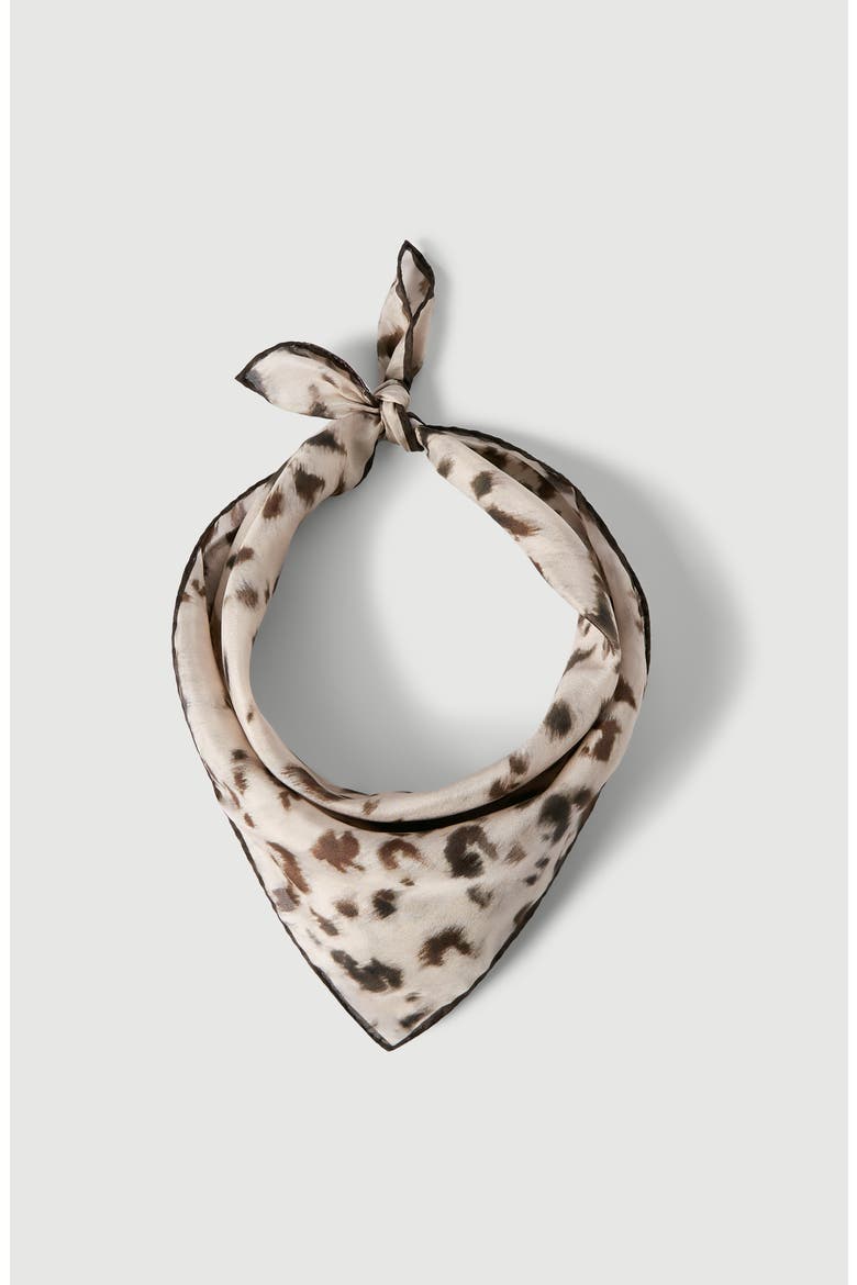 Lynx print silk foulard, Main, color, Beige