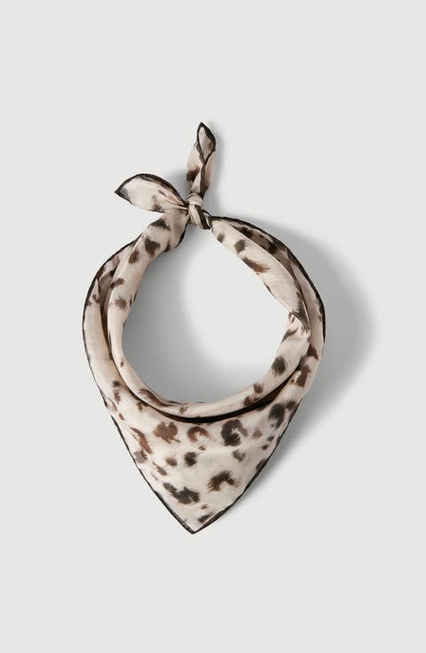 Lynx print silk foulard