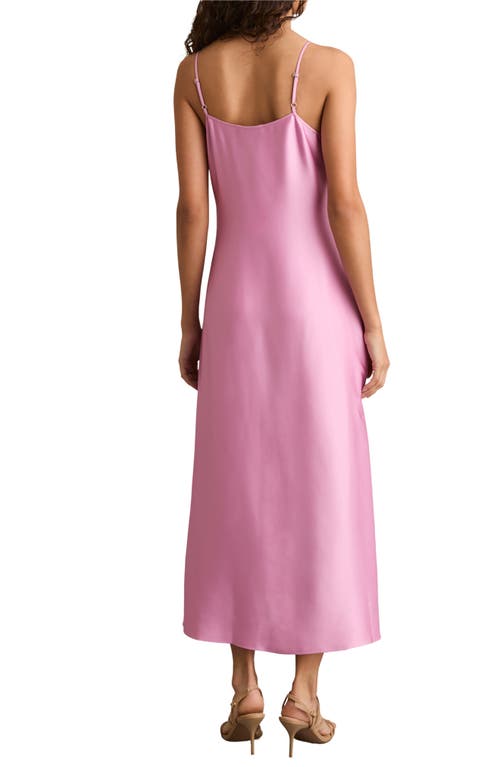 Reiss Womens Pink Zoey Square-neck Satin Midi Dress In Pink