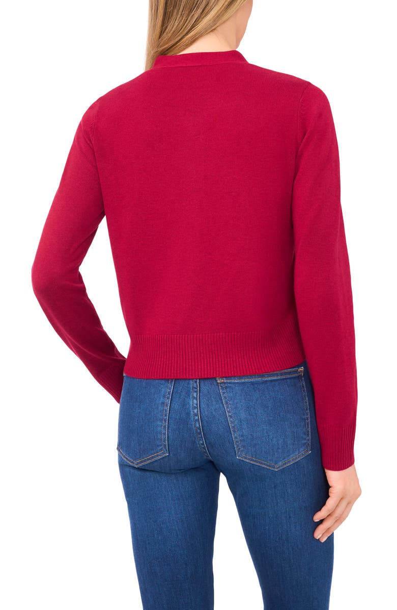 CeCe Tie Neck Cardigan, Alternate, color, Deep Merlot