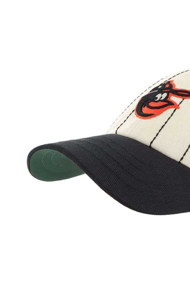 '47 Men's '47 x Rawlings Natural/Black Baltimore Orioles Pinstripe Clean Up Adjustable Hat, Alternate, color, Natural