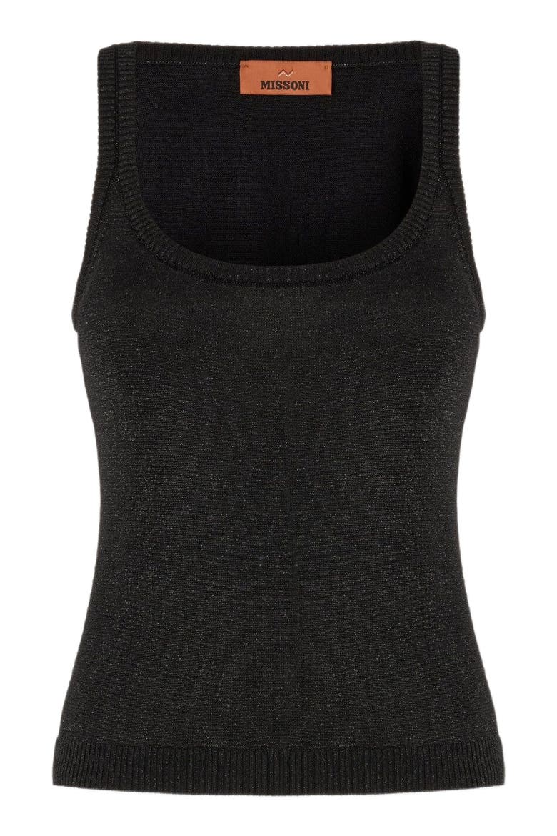 Tank Top In Viscose Lamé, Alternate, color, Black