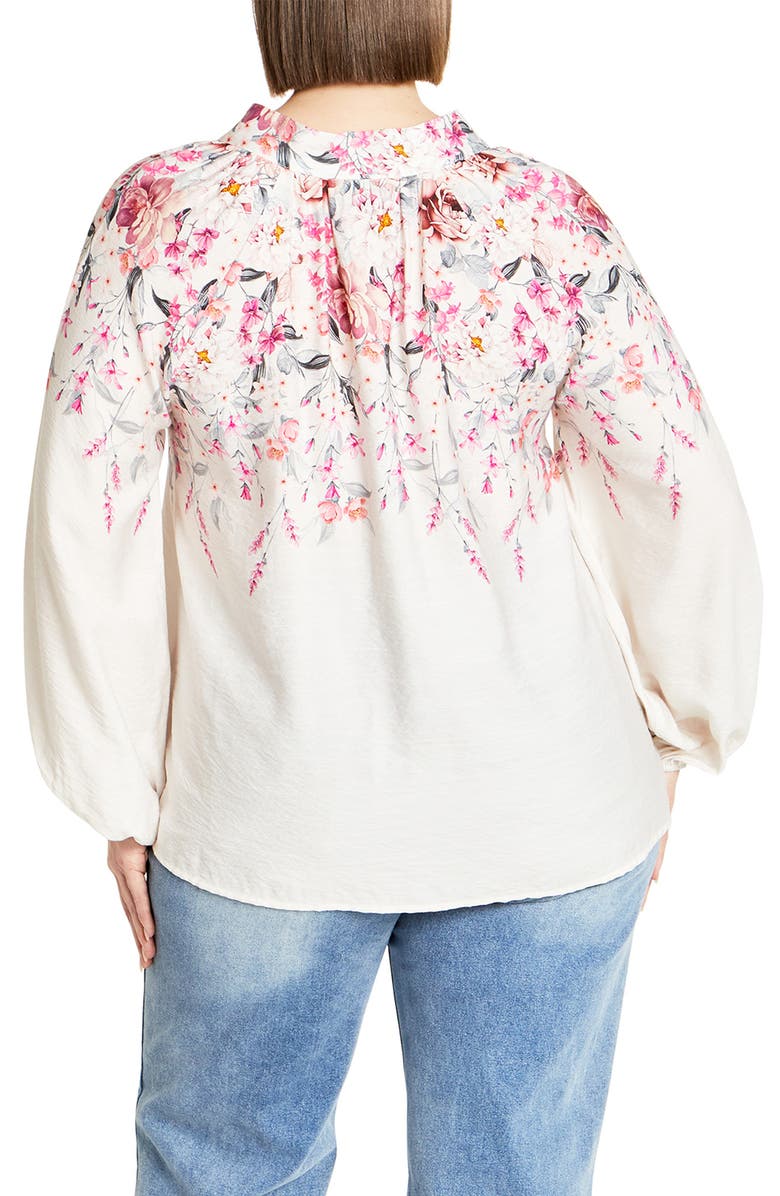 City Chic Keyla Floral Long Sleeve Satin Top, Alternate, color, 